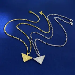 PRADA personalized simple inverted triangle P logo micro-diamond necklace Brass material