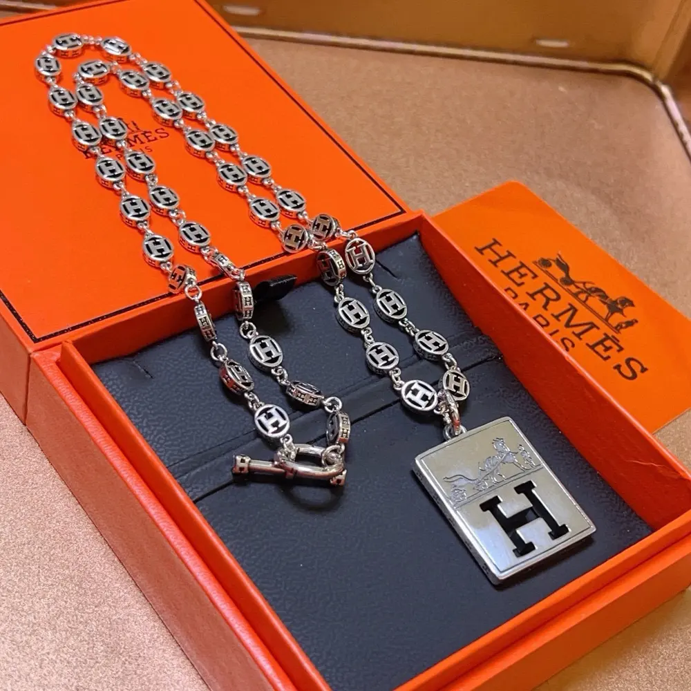HERMES necklace H disc series jewelry imported custom. High-end chain classic match new