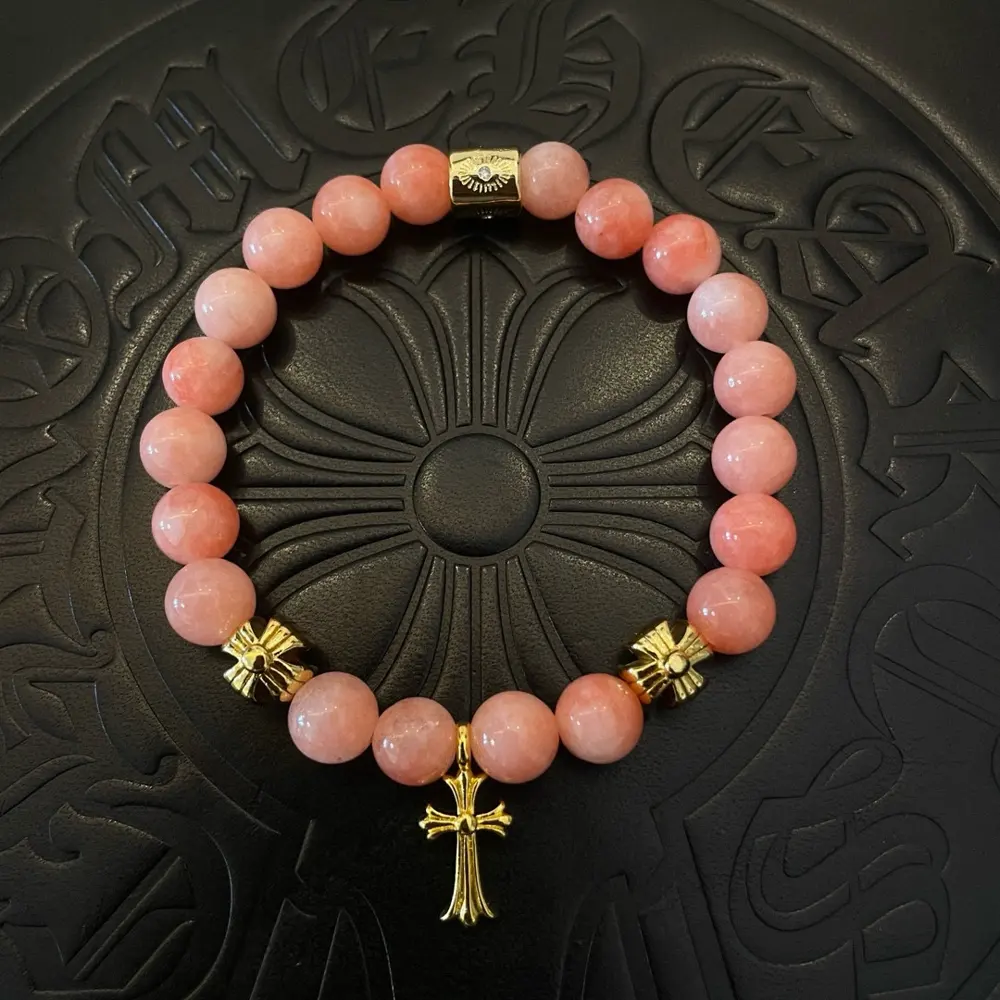 Chrome Hearts classic retro multi-element bracelet rose quartz bracelet