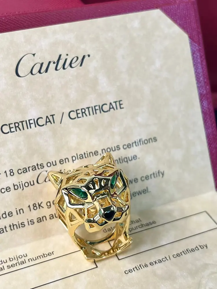 Cartier hollow leopard head ring size 8910