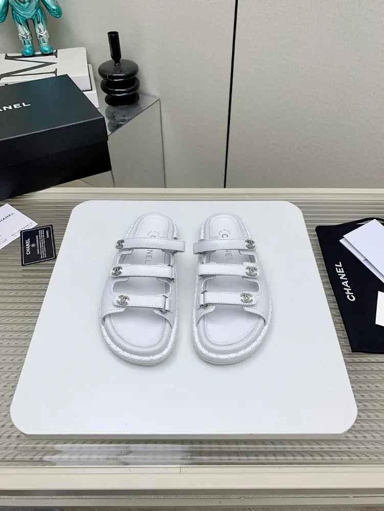 Chanel Velcro Beach Slippers