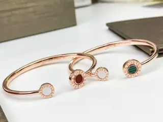 Bvlgari double-sided flip bracelet #Red agate+malachite# Can be rotated and worn on both