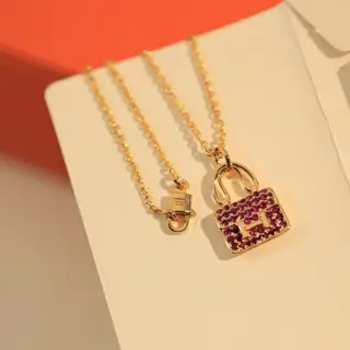 Classic Hermès bag Necklace high-end customization Gold-plated diamond [color][color] Very
