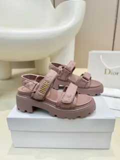 Dior Dioract Velcro Thick-soled Casual Women’s Shoes CD Letter Logo Metal Buckle Open-toed