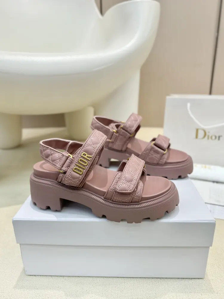 Dior Dioract Velcro Thick-soled Casual Women’s Shoes CD Letter Logo Metal Buckle Open-toed