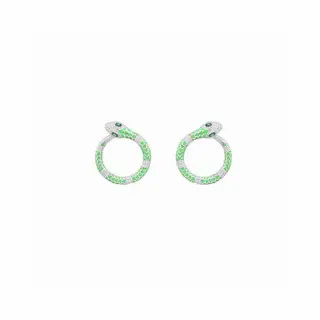 Apm monaco fluorescent green snake hoop earrings