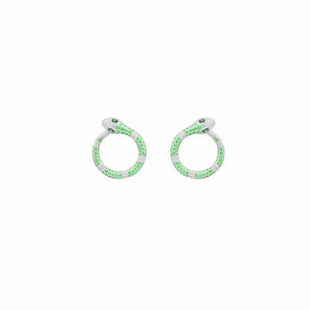 Apm monaco fluorescent green snake hoop earrings