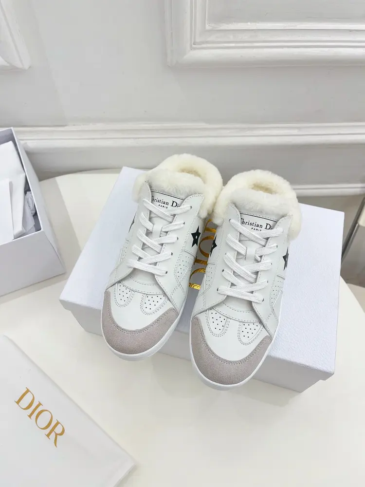 Dior Star wool casual sports white shoes