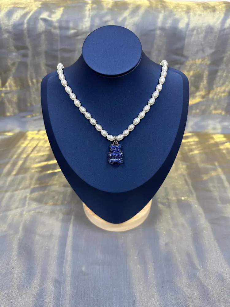 Apm monaco Baba Yummy navy blue pearl necklace silver gift for girlfriend