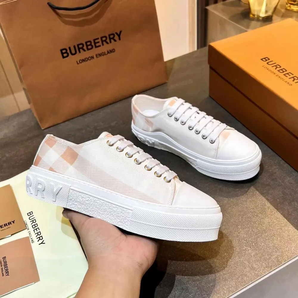 BURBERRY Vintage plaid cotton sneakers