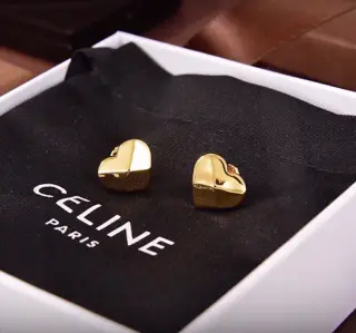 Celine gold heart earrings