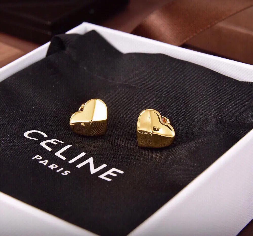 Celine gold heart earrings