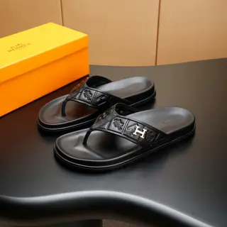 Hermès cowhide H slippers. Paris original flyback mold perfect creation of the highest