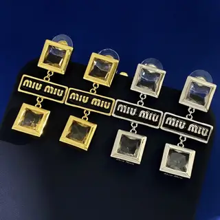 miumiu light luxury fashion Korean version black oil drop geometric square zircon cube