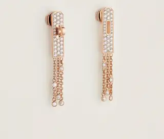 V gold material Hermes Kelly full diamond tassel earrings