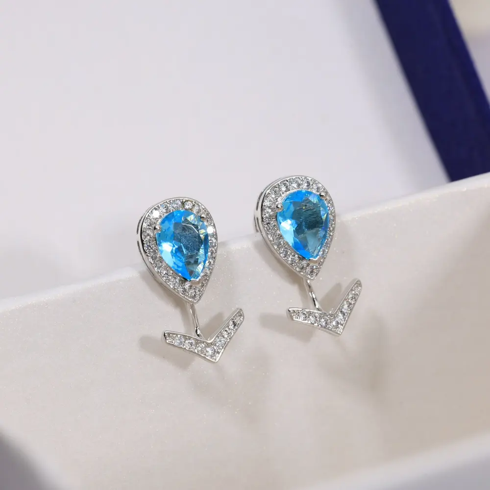 Chaumet aquamarine diamond teardrop earrings