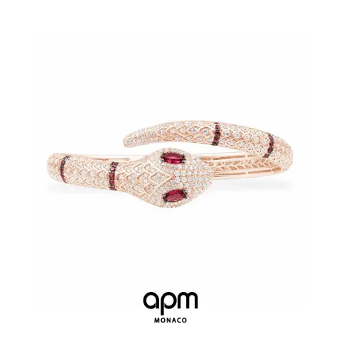 Apm monaco new ruby ​​snake open rose gold bracelet