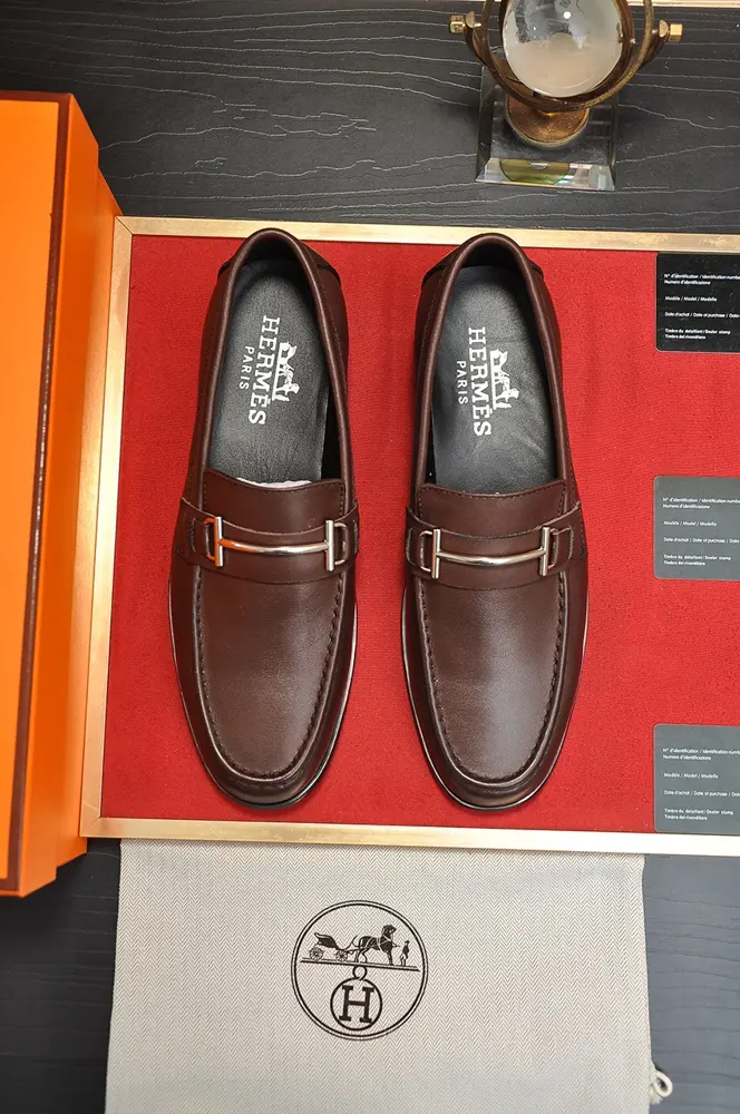 Hermès business leather shoes imported cowhide + sheepskin lining Extraordinary texture