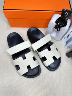 Hermès new oran cowhide H slippers. Paris original flyback mold perfect creation of the