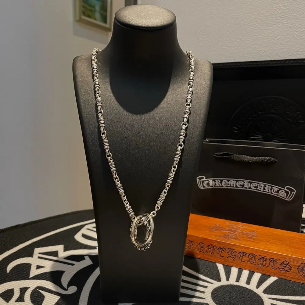 Chrome Hearts Classic Vintage Necklace Triple Ring Pendant