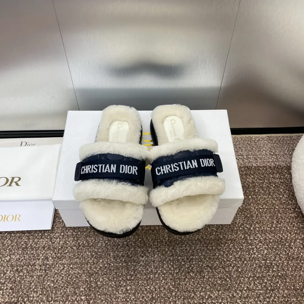 Dior spring and summer new IVIERA Evolution Velcro webbing thick-soled casual lamb wool