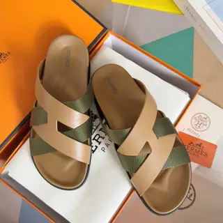 Hermès Kazimir series cross webbing waterproof platform sandals retro second uncle shoes H