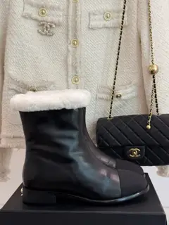 Chanel Double C Colorblock Snow Boots