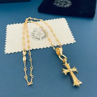 Chrome Hearts cross pendant and letter necklace