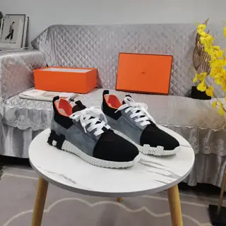 Hermès Couple’s Flyknit Mesh Contrast Color Sneakers
