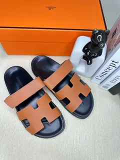 Hermès new oran cowhide H slippers. Paris original flyback mold perfect creation of the