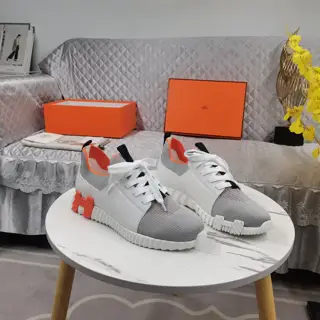 Hermès Couple’s Flyknit Mesh Contrast Color Sneakers