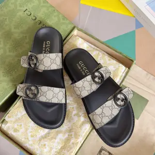 Gucci Double G Presbyopic Flip Flops Cross Sandals Thick Sole Slippers Beach Shoes