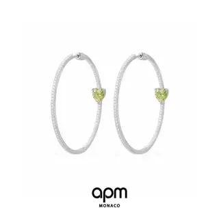 Apm monaco new heart gemstone large hoop earrings