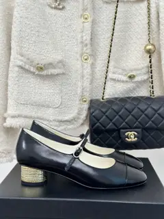 Chanel Double C Colorblocked Thick Heel Mary Jane Shoes Series