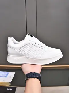BOSS upper with embossed imported calfskin + comfortable breathable mesh lining