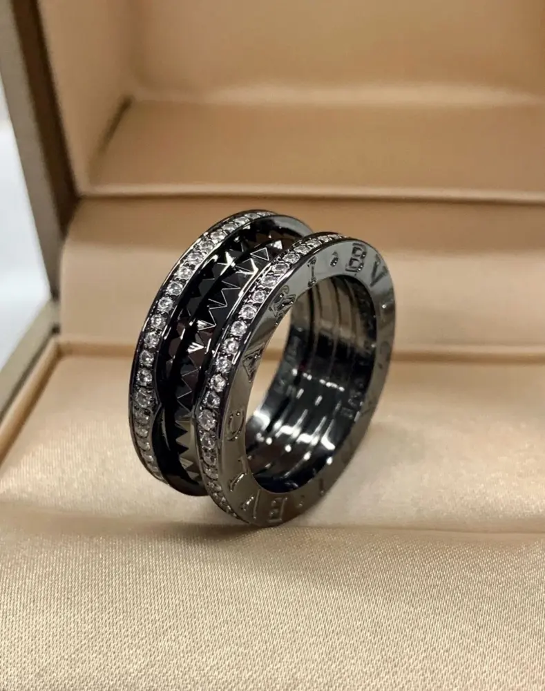 Bvlgari narrow ring with diamonds