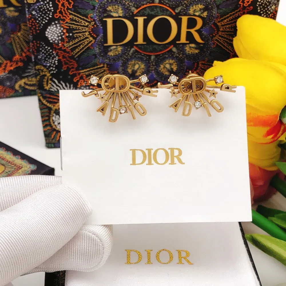 DIOR original new product CD letter diamond earrings
