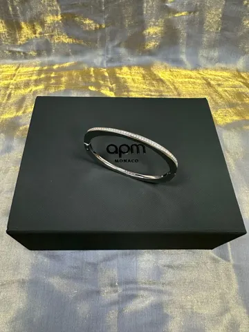 Apm monaco new product thickened pavé silver bracelet for women and girls fashionable