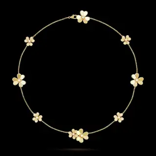 Van Cleef & Arpels High-end Nine-Flower Polished + Diamond Clover Necklace