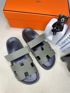 Hermès new oran cowhide H slippers. Paris original flyback mold perfect creation of the