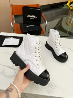 Chanel boots with diamond pattern