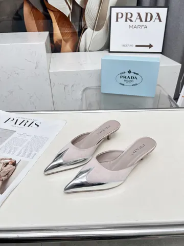 Prada silk material with TPU Mule series spring and summer single shoes and sandals series