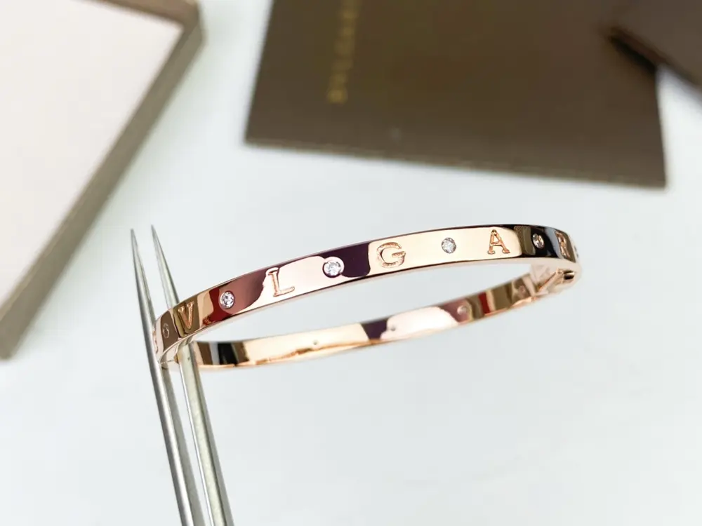 Bvlgari diamond bracelet with letters Signature letter logo with interval diamonds