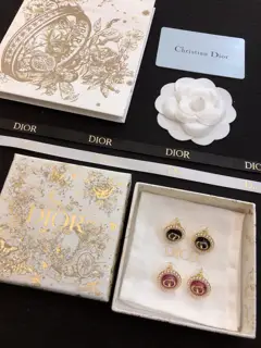 Dior’s latest series. Big pearl earrings. The brand’s logo elements are combined with