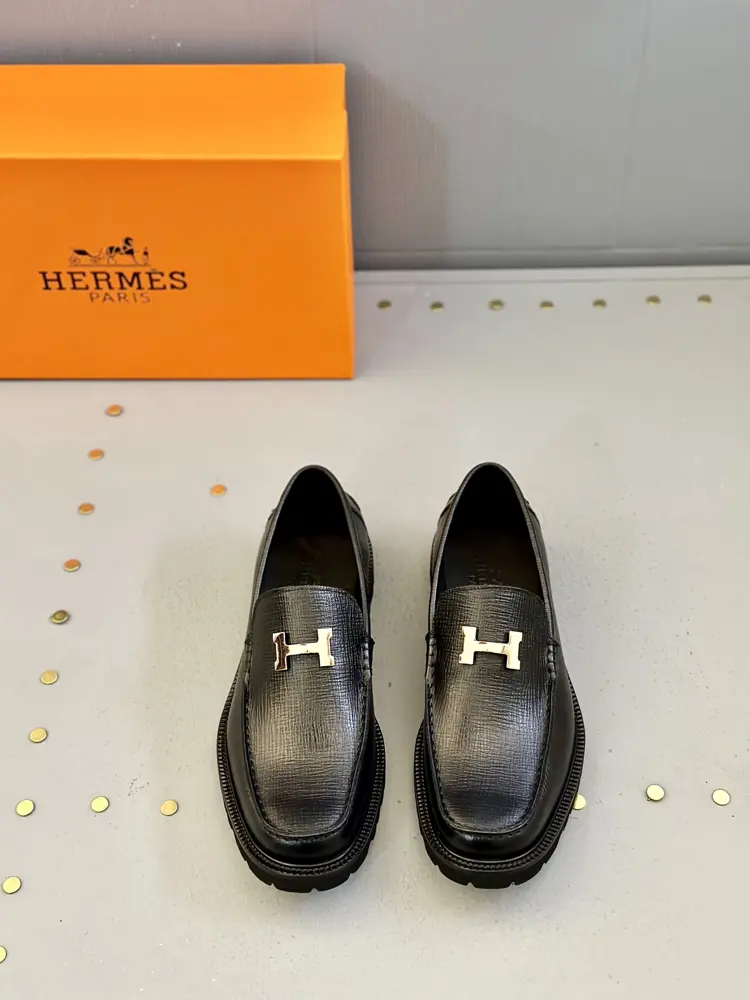 Hermès men’s business casual leather shoes