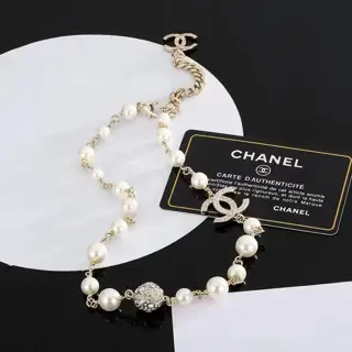 Chanel alphabet pearl necklace sweater chain