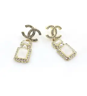 Chanel full diamond + pearl perfume bottle earrings