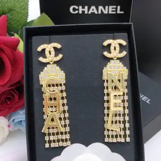 Chanel Diamond Letter Tassel Earrings