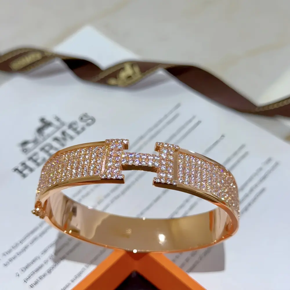 Hermes bracelet Original custom wide bracelet Moissanite craftsmanship is a real test of