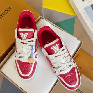 Louis Vuitton Trainer sneakers use grained cowhide leather to interpret the inspiration of